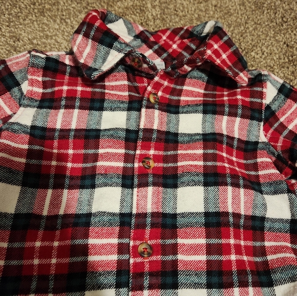 Carter's Just One You 12 Months Long Sleeve Flannel Button Up Shirt - Picture 4 of 8